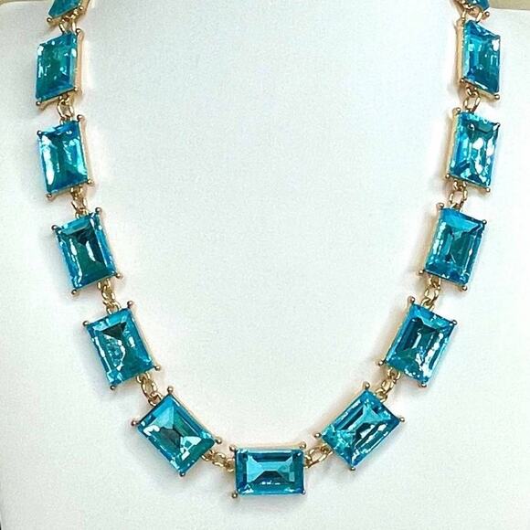 NEW 16" 18" 20" Necklace Chunky Blue Topaz Rhinestone Devil wears M10 - Picture 1 of 4